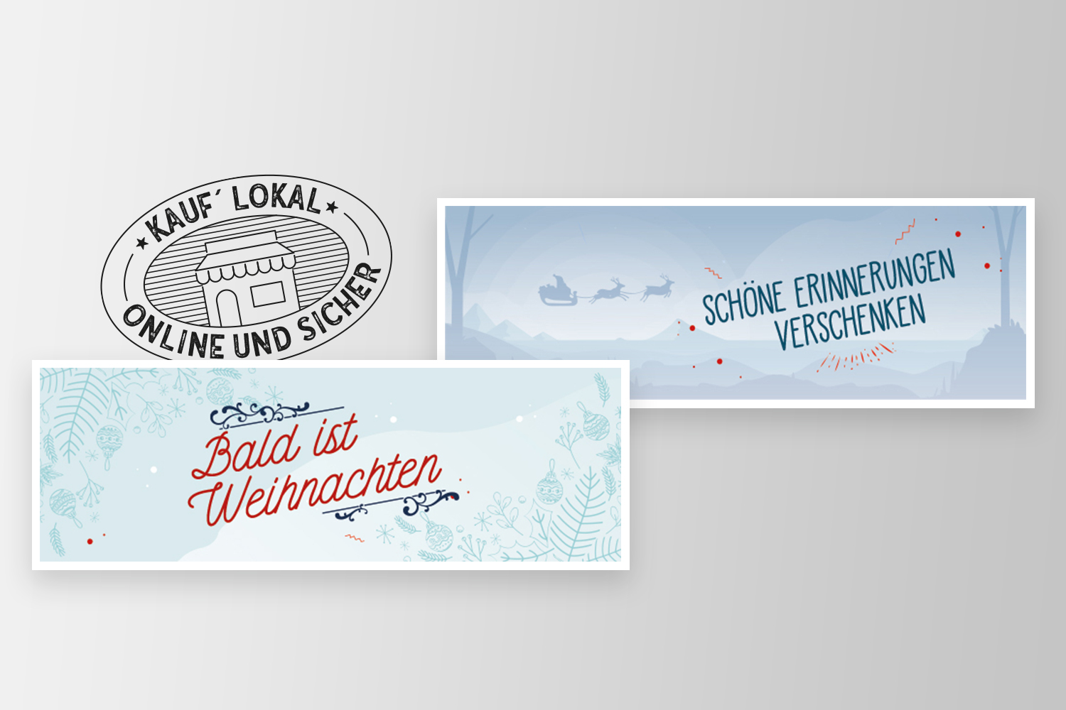 Newsletter Banner mit verschiedenen Weihnachtsmotiven